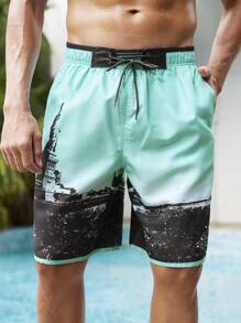 Surfspeed Men's Contrast Building Print Beach Shorts - Multicolor - View 3
