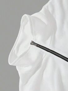 Manfinity Homme Plus Size Men's Front Zipper Long Sleeve Casual Pullover Hoodie - White - View 5