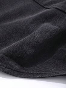 DAZY 女士时尚修身抹胸超短牛仔短款上衣 - 黑色 - 查看 7