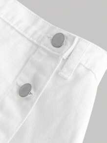 SHEIN Girlism Saia jeans com design de fivela assimétrica estilo Y2K lavado sólido para meninas pré-adolescentes para férias de verão, roupas de verão para meninas, roupas de volta às aulas, roupas de rua