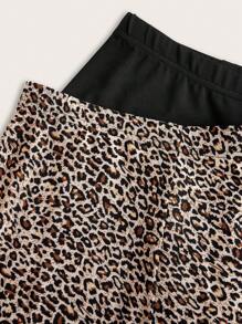 SHEIN LUNE 2件套简约休闲女式豹纹打底裤，适合秋冬季节，休闲百搭 - 彩色 - 查看 7