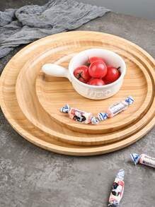 1 件圆形竹制食物托盘，简易托盘，适合家庭、厨房、圣诞节礼物