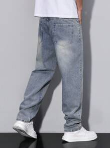 RivetRise Jeans casuales de corte recto y holgado con bolsillos, versátiles para hombres