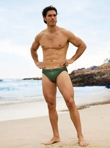 Manfinity VDAYZ Trunchi de baie pentru bărbați, cu pliuri, casual triunghi, de culoare uni