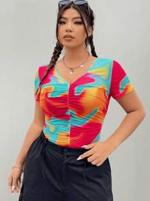 Coolane 女裝加大尺寸渲染印花t恤 - 彩色 - 查看 1