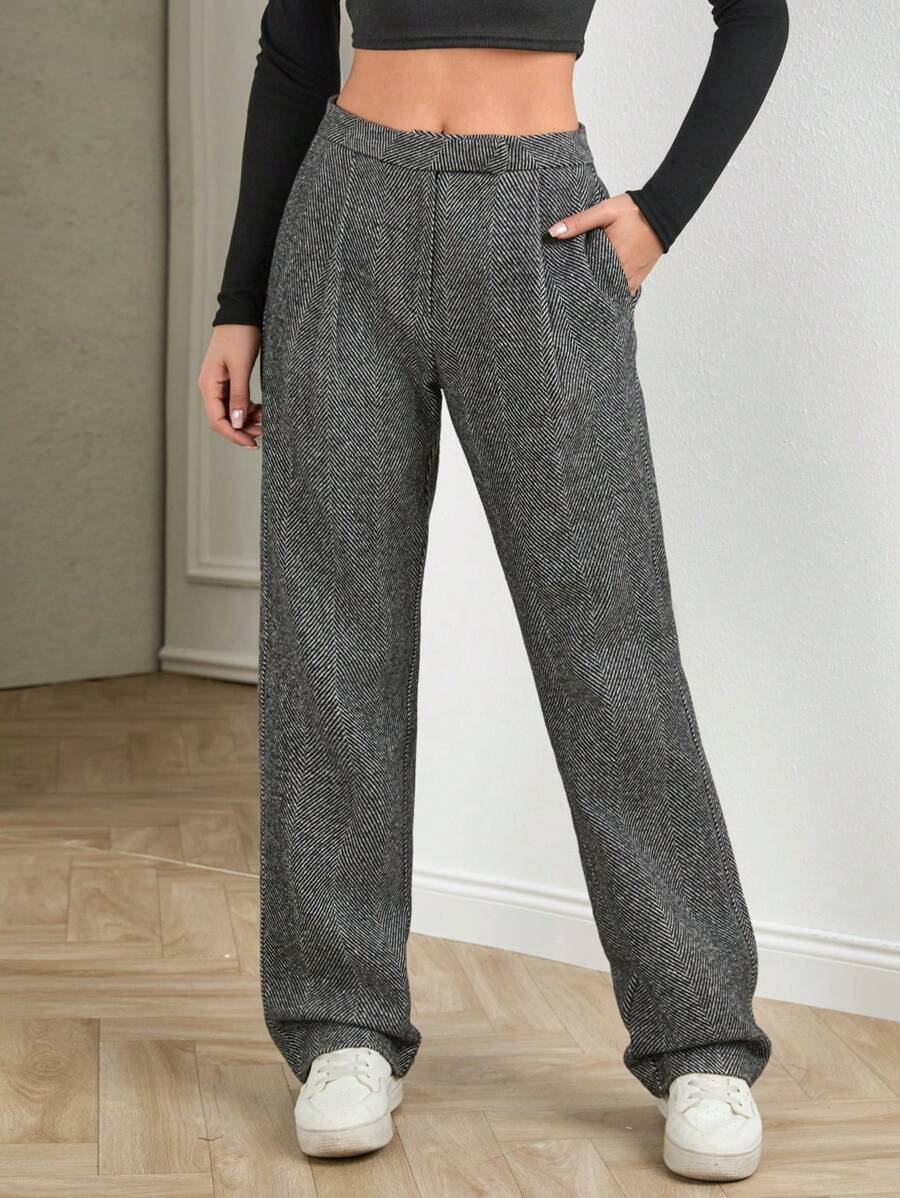 SHEIN Tall Pantalones globo de cintura alta de unicolor para mujer