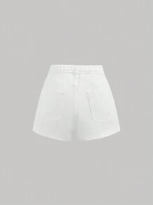 SHEIN Girlism Saia jeans com design de fivela assimétrica estilo Y2K lavado sólido para meninas pré-adolescentes para férias de verão, roupas de verão para meninas, roupas de volta às aulas, roupas de rua
