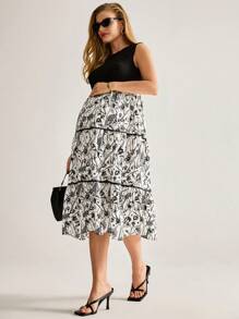 MaterniWear Maternity Contrast Floral Print Patchwork Sleeveless Dress