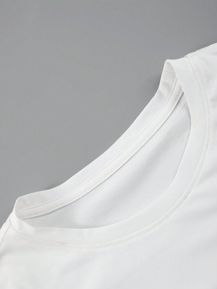 Manfinity Homme Men's Casual Floral & Slogan Print Short Sleeve T-Shirt - White - View 6