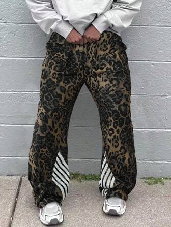 Street Life Pantalon de survêtement décontracté et sportif à motif léopard pour homme, pour un port quotidien
