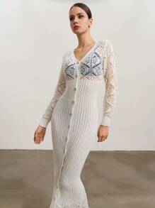 SHEIN Unity Women Simple Solid Color Long Sleeve Bodycon Knit Sweater Dress, Casual And Fashionable For Daily Wear