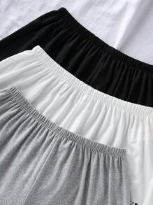 3pcs Set Casual Letter Print Elastic Waist Lounge Shorts Sleep Shorts