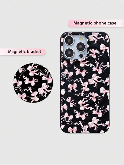 Kawaii 2 pezzi/set, custodia magnetica per telefono con stampa farfalla, custodia per ricarica senza fili Magsafe con supporto magnetico abbinato con stampa farfalla