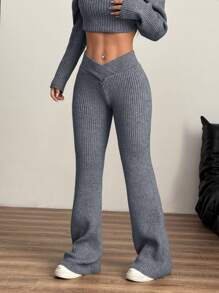 Flirla Conjunto de dos piezas de punto de moda para mujer