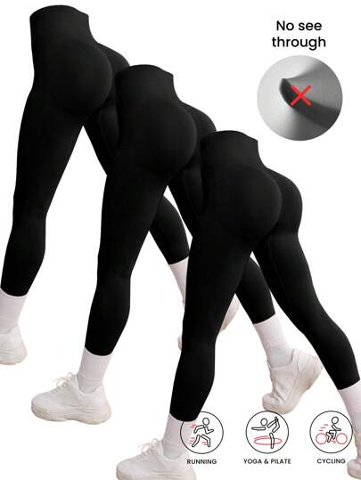 Easithlete 3 Packs Seamless Leggings For Women-No See-Through High Waisted Tummy Control Butt Lifting Yoga Pants For Workout Athletic Running Cycling Yoga Pickleball Exercise Casual