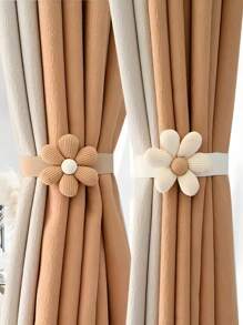 45cm可爱花朵窗帘绑带 窗帘门帘纱绑绳 窗饰 家居装饰 秋季装饰 圣诞装饰 适用于客厅 卧室 浴室 窗台 厨房 阳台 - 棕色 - 查看 2