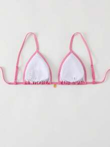 Swim Mod Women's Random Floral Print Spaghetti Strap Summer Beach Bikini Top - Pink - View 2