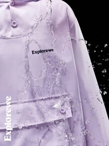 SHEIN Bộ 2 áo dài tay in chữ có túi và quần short cho bé gái lớn tuổi, tối giản và sáng bóng - Màu tím - Xem 10