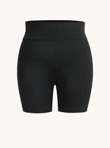 SHEIN Essnce 大码女式春夏时尚休闲运动舒适日常多种长度选择黑色高弹力紧身裤 3 条装，女式下装，女式夏季服装 - 黑色 - 查看 13