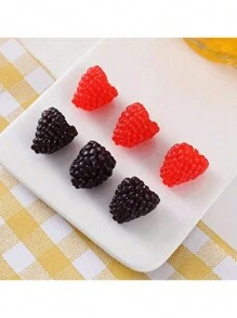 24/12/6 件人造覆盆子水果模型用于装饰、蛋糕 DIY 和摄影道具（随机混合颜色）情人节、情人节婚礼、生日