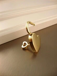 1pc Zinc Alloy Lock, Creative Golden Heart Design Padlock For Household Valentine's Day, Valentines Wedding, Birthday