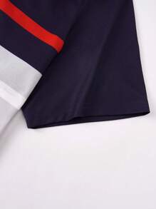 Manfinity Homme Maglietta casuale a maniche corte, oversize, con stampa di lettere e blocchi di colore, per uomo