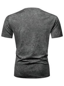 Manfinity LEGND Men's V-Neck Short Sleeve Printed Simple T-Shirt, Casual Everyday Wear