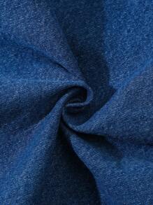 SHEIN 2pcs/Set Cute Girl Ruffle-Trim Fitted Bow-Knot Lace Patchwork Pleated Washed Denim Suit, Suitable For Daily Outings