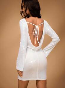 Forever 21 Damen einfarbiges Mini-Lässig-Kleid, langärmelig, einfach und modisch für den täglichen Gebrauch