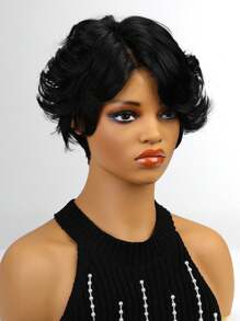 4*1 Lace Short Straight Pixie Cut With Bangs Natural Color Wear&Go Wigs - SNatural - مشاهدة 5