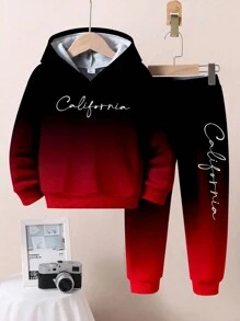 SHEIN Leap Crew 2pcs/Set Boys Loose Casual Pullover Hoodie And Sweatpants Set, Comfortable And Relaxed Fit - Multicolor - View 2