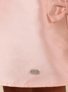 SUMWON Elegant Bow Detail Shift Dress Special Occasion Formal Wedding Party Holiday Birthday Girl Satin Dress With Flutter Sleeves Vacation - Pink - View 4