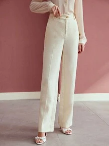 MOTF PREMIUM Pantalones de traje con bolsillos en diagonal con pinza - Albaricoque - Ver 7