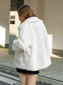 Jouncy 秋冬休闲厚款宽松简约蓬松短款女士夹克