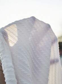 SHEIN VCAY Plus Size Women Summer Vacation Asymmetric Hem Bandeau Top - White - View 6