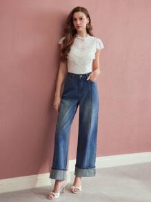 MOTF PREMIUM WASHED SLANT POCKET WIDE LEG JEANS