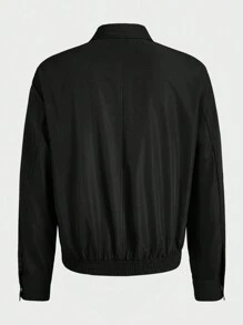 Manfinity VCAY Men's Woven Fitted Regular Collar Casual Open Front Jacket Suitable For Autumn & Winter - Black - View 2