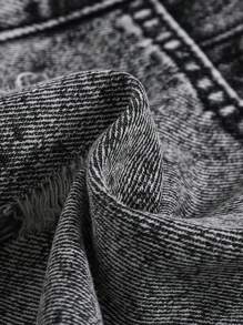 SHEIN Tween Girls Y2k Fashion Casual Boho Ripped Raw Hem Denim Jeans Shorts,Girls Summer And Spring Clothes Outfits - Black - View 3