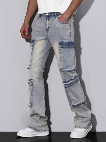 Manfinity LEGND Men's Casual Simple Front Button Pocket Cargo Jeans
