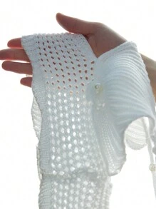 Swim EVENT Summer Women's Crochet Faux Pearl Decor Halter Beach Cover Up, Suitable For Dates, Parties, Music Festivals Valentine's Day