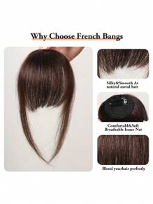 Human Hair Air Bangs With Sideburns Dark Brown Color Bangs Clip In Hair Extension Beginner Friendly Real Hairpiece Easy To Wear - S2 - View 5