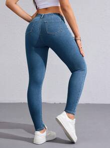 SHEIN Essnce Casual Washed Slim Fit Denim Jeans Y2k