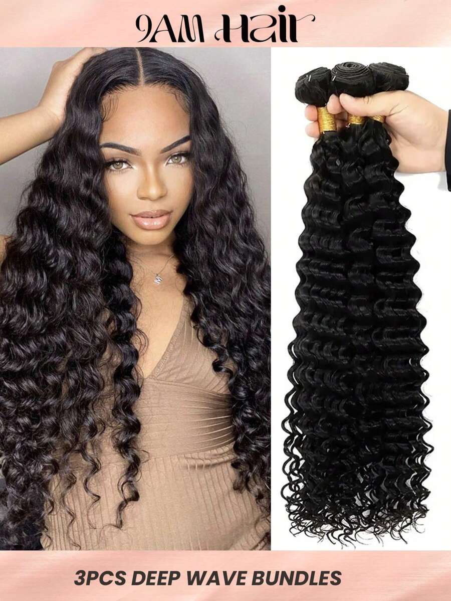 3pz fasci di onde profonde estensioni dei capelli umani vergini neri naturali estensioni dei capelli estensioni dei capelli umani alta qualità a buon mercato 30 pollici