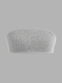 Conjunto de 3 piezas de blusas de tubo sencillas en negro, blanco y gris con almohadillas para el pecho y diseño antideslizante para niñas preadolescentes