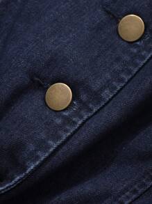 DAZY 女士西式牛仔套装 - 水洗铆钉牛仔背心和阔腿牛仔裤套装 - 深色水洗藍 - 查看 9