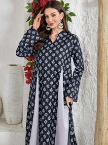 Al Najma Muslim Fashion Ladies Islamic Traditional Dress, Arabic Long Robe Kaftan, Modest Full Length Dresses - Black - View 5