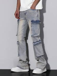 Manfinity LEGND Men's Casual Simple Front Button Pocket Cargo Jeans