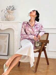 EastFlair Áo sơ mi nữ đơn giản thanh lịch, mặc hàng ngày - Hồng - Xem 5
