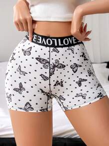Eraneu 1pc Exotic Funny Butterfly & Letter Print High Waist Sports Style Women Briefs