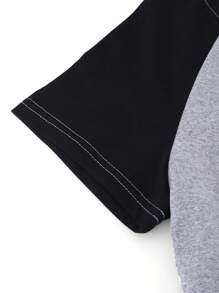 Y2K Style Teen Girl Cropped Raglan Sleeve Five-Pointed Star T-Shirt - Light Grey - View 4